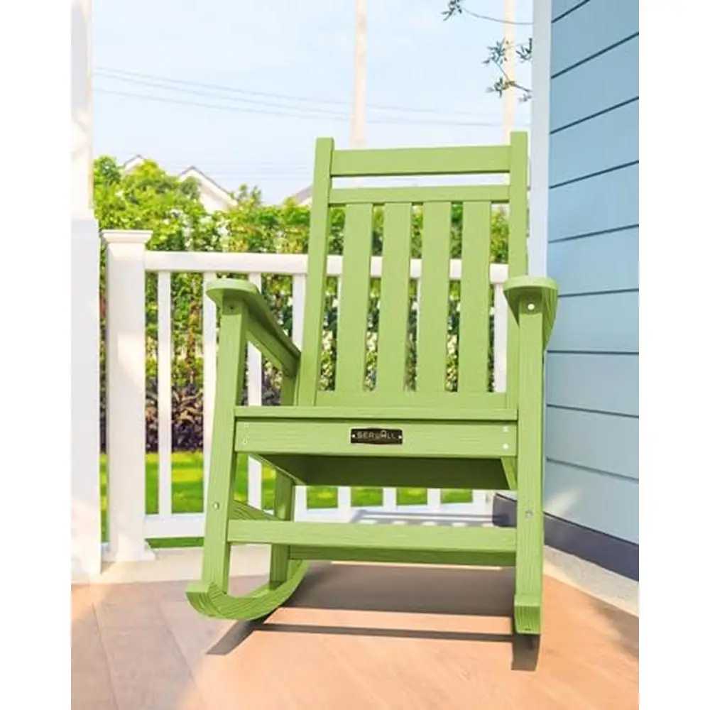 Outdoor Rocking Chair Adults All Weather Resistant Porch Rocker Garden Ergonomic Backrest High Density Polyethylene Lime