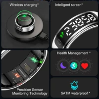 AMZMAX R11 Smart display Ring Men Women with Wireless Charging stand,Health and Sleep Monitor,5ATM Waterproof,Multi-sport Modes - Image 2