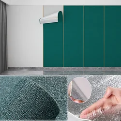 Contemporary 3D Self-Adhesive Linen-Texture Waterproof Wall Stickers - 50X1000cm (Dark-green)
