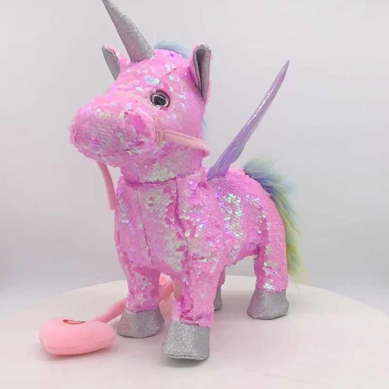 35cm Sequin Electronic Pet Walking and Singing Unicorn Toys for Toddlers  Lovely Plush Doll Kid Birthday Gift 4