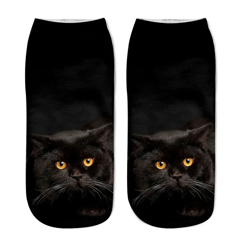 3D Printing Children's Socks Design Funny Cute Cat Socks Unisex Gift Low Ankle Funny Socks 6-12 Years Old