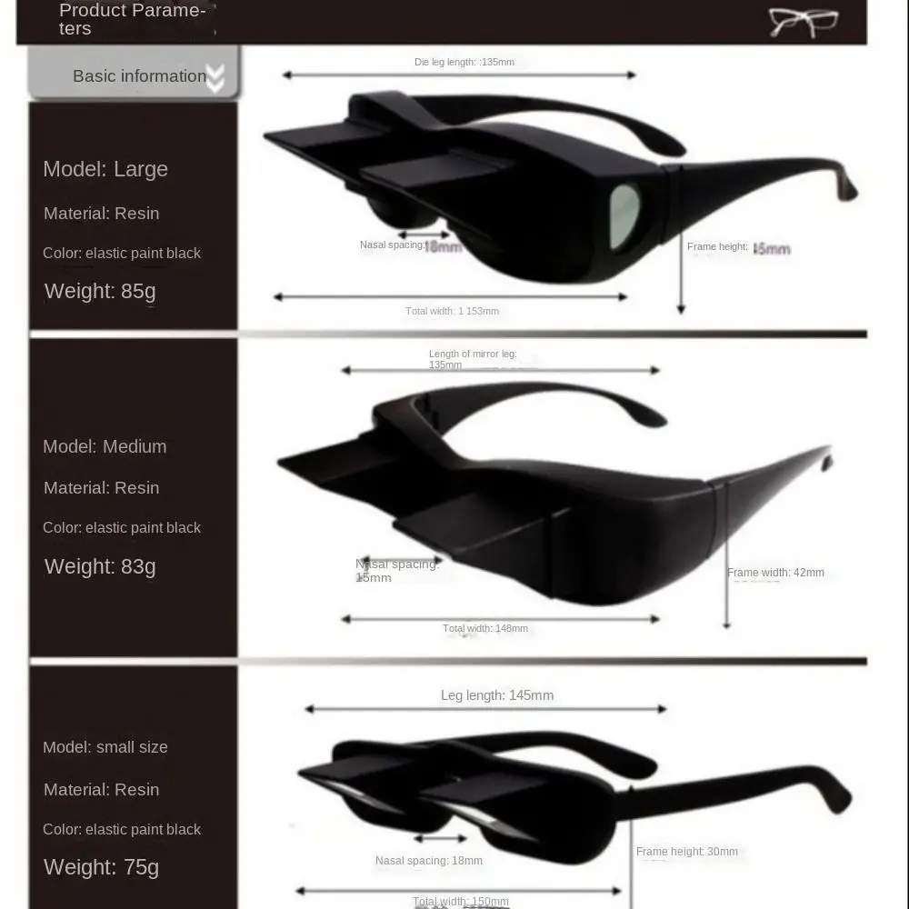 Reading Glasses Lazy Eyeglasses Lazy Reading Glasses Prismatic Periscope Horizontal Glasses Lying Down Bed Reading Watching HD Readers