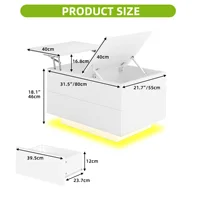 YITAHOME Table basse réglable en hauteur avec rangement - LED 16 couleurs, plateau relevable et tiroirs, blanc, 80 x 55 x 46 cm 3