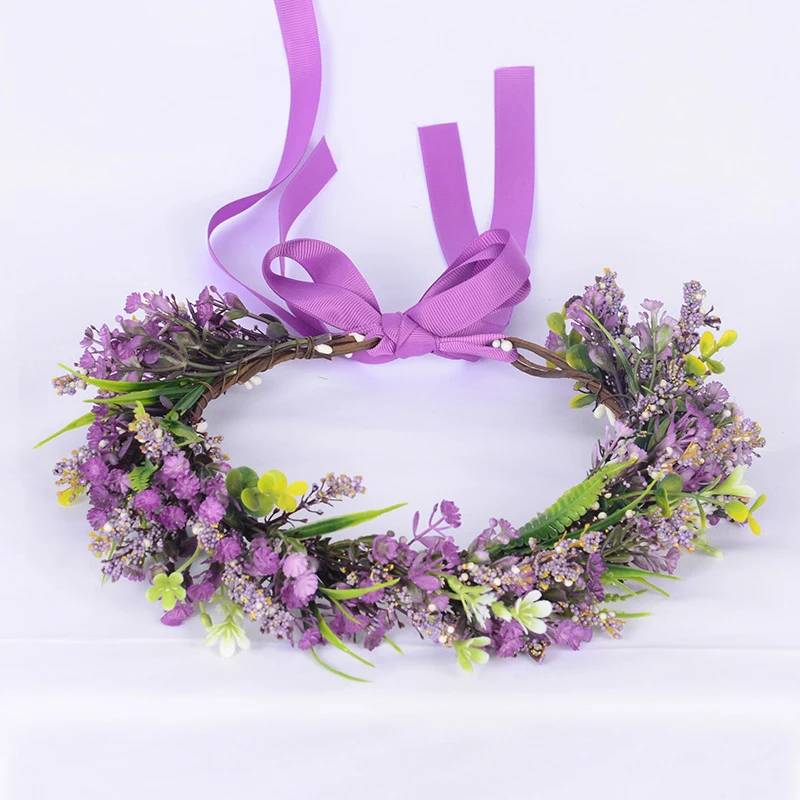 Rustic Bridesmaid Artificial Flower Headbands Wedding Hair Accessories Bridal Flower Crown Headpiece Bridal Flower Girls Garland