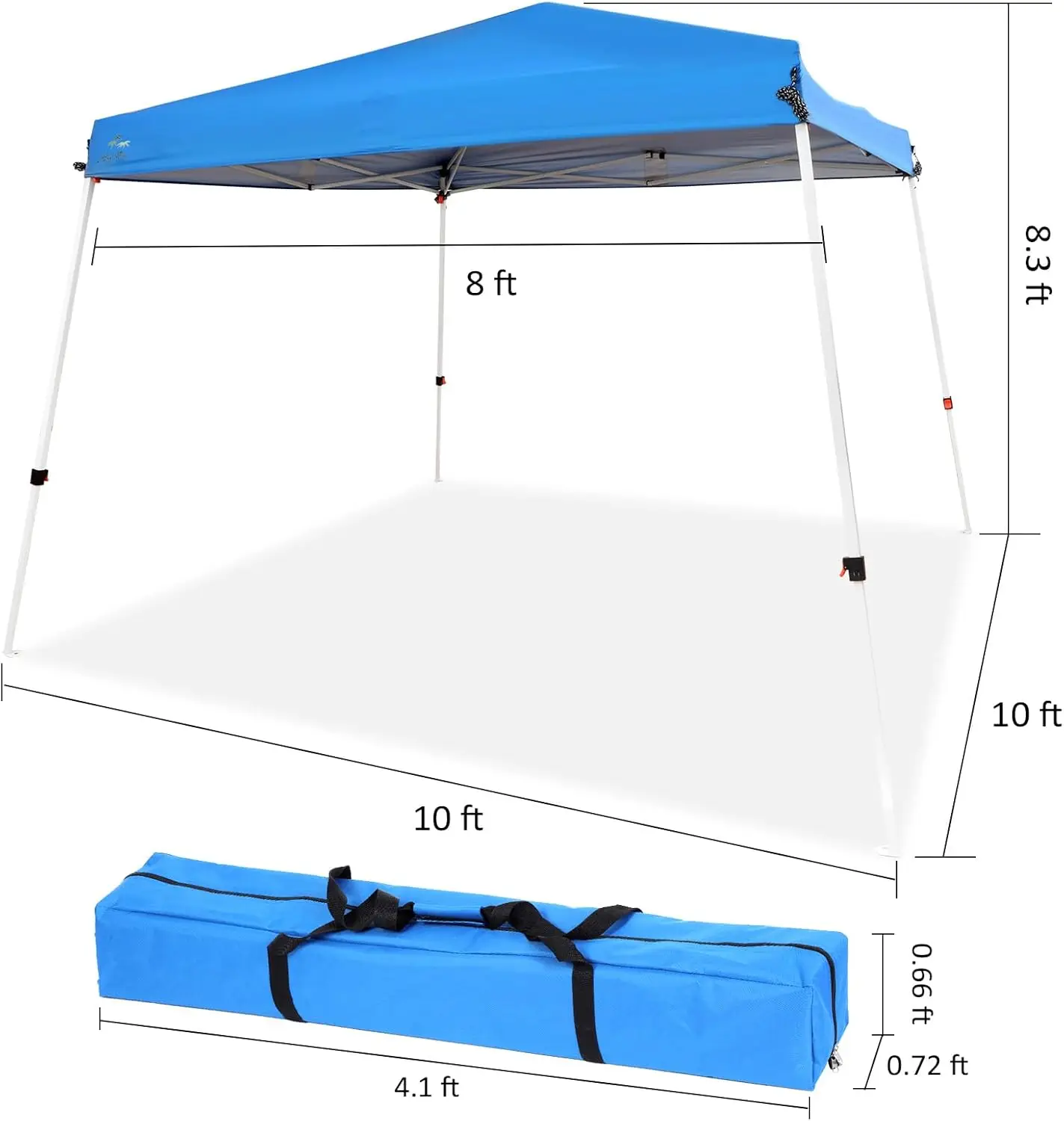 10x10 Slant Leg Canopy Tent, Portable Commercial Canopies Shelter with Carry Bag, Waterproof UV-Resistant (Blue)