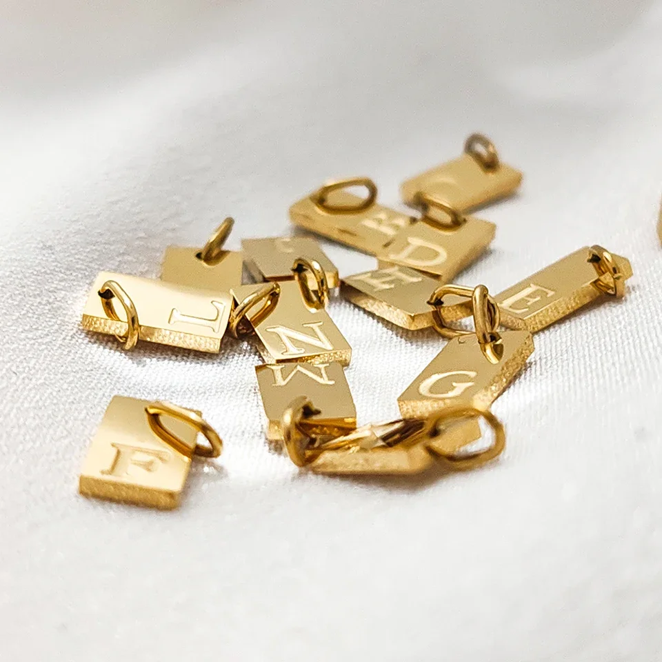 Anfängliche Alphabet Charm Anhänger für Edelstahl Charms Schmuck Kreation DIY Schriftzug Accessoires Damenmode Schlüssel Anhänger – Detail 14