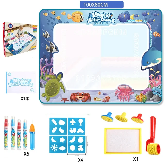Montessori Magic Water Drawing Mat Reusable Doodle Board with Pens Educational Painting Toys for Toddlers Preschool Kids Gift 6