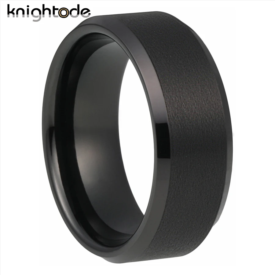6mm 8mm Tungsten Carbide Rings Five Colors for Men Women Wedding Bands Beveled Edges Matted Finish Comfort Fit