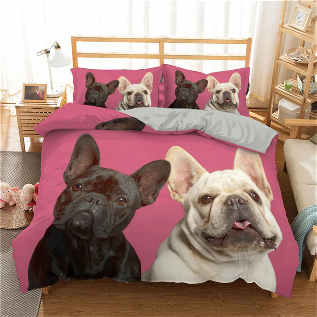 

Bulldog Puppy Pet Doggy Animal Kids Durex Quilt 3Pcs Twin King Full Size Duvet Cover Bedding Linen Set Bedspread 200x200 240x220