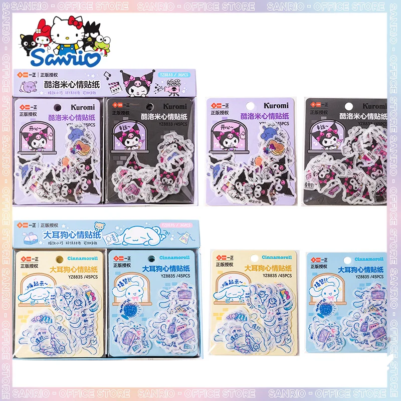 sanrio-kuromi-cinnamoroll-mood-sticker-cute-girl-adesivos-cartaz-do-manual-dos-desenhos-animados-material-de-papelaria-do-escritorio-do-estudante-iigen-36pcs