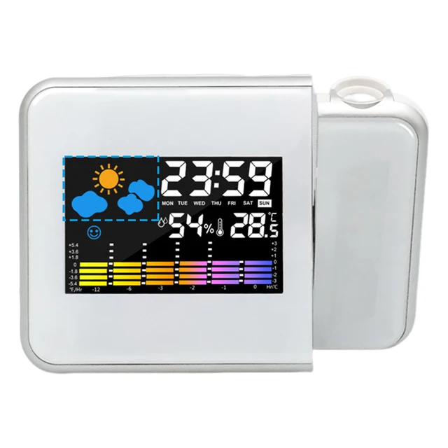 Smart Alarm Clock with Night Backlight Digital LED Projector Desk Table Thermometer Hygrometer for Home Living Room Bedroom 6