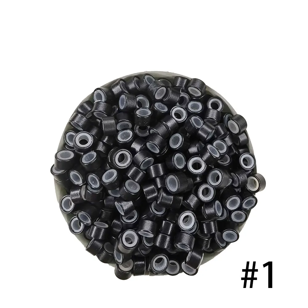 100개/팩 5.0mm*3.0mm*3.0mm 실리콘 마이크로 링크 튜브 링 헤어 익스텐션 비즈 나노 링 비즈 살롱 헤어 익스텐션 도구