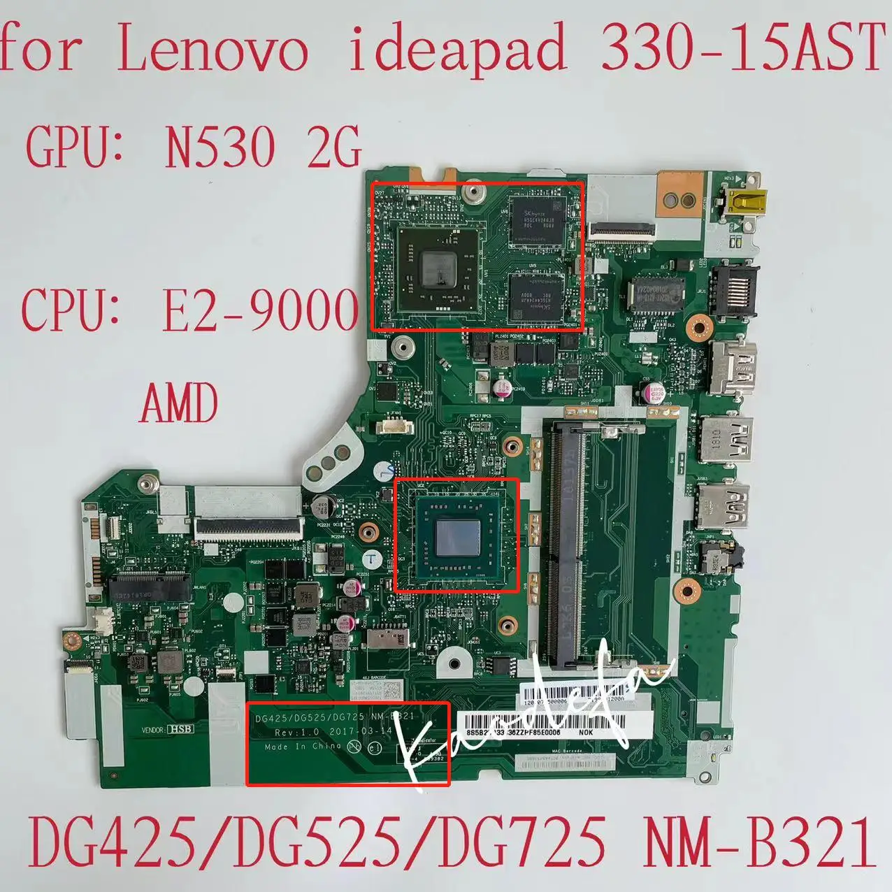 

Стандартная материнская плата для ноутбука Lenovo Ideapad 330-15AST, материнская плата для ноутбука, графический процессор AMD: N530 2G DDR4 FRU:5B20R33836, тест ОК