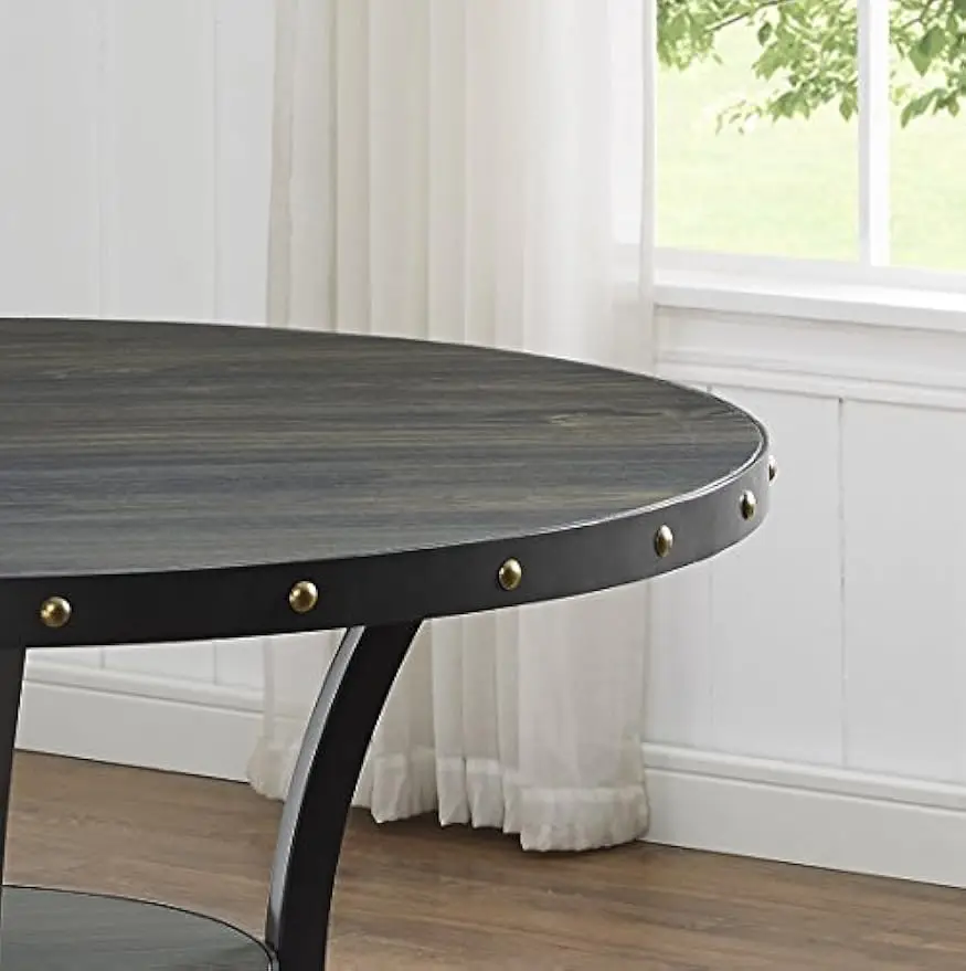new-Biony Collection Round Dining Table, Espresso