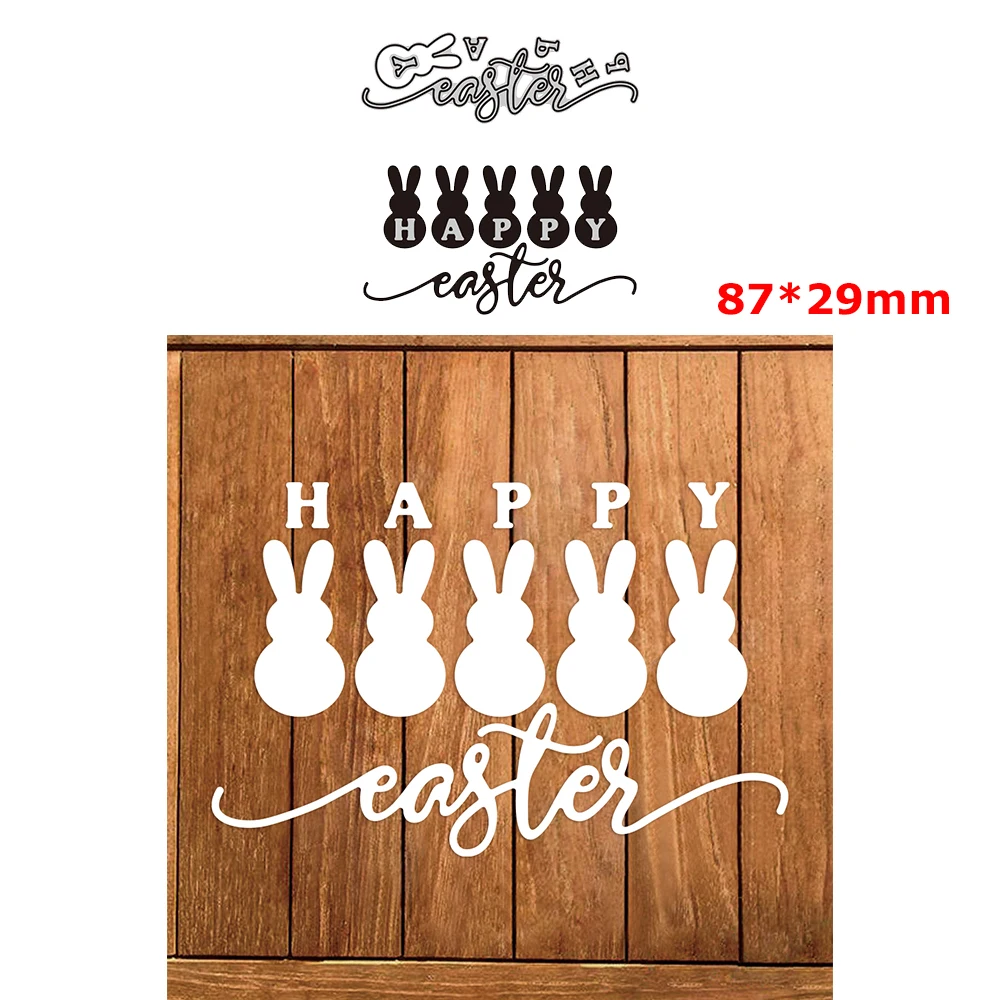 

Happy Easter Bunnies Metal Cutting Dies Words Die Cut Mould DIY Scrapbooking Paper Card Crafting Decor Album Making Template