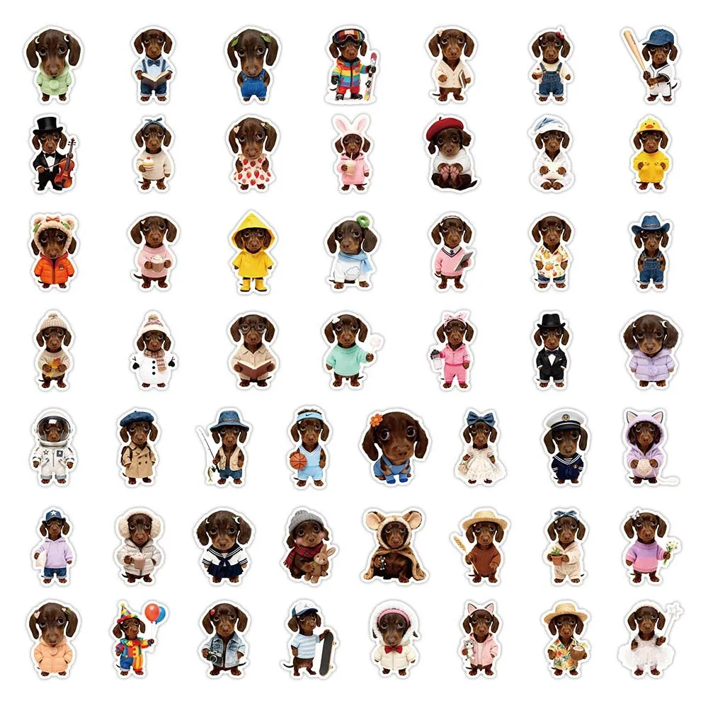 50/100Pcs 귀여운 닥스훈트 낙서 스티커 Ins 스타일 방수 컵 전화 케이스 노트북 헬멧 자동차 파일 폴더 책상 서랍 데칼