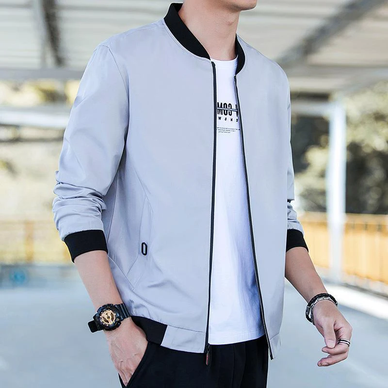 Autumn Winter Korean Fashion Loose Casual Jacket Male All-match Zipper Outwear Top Hombre Solid Color Trend Coat Men's Clothing