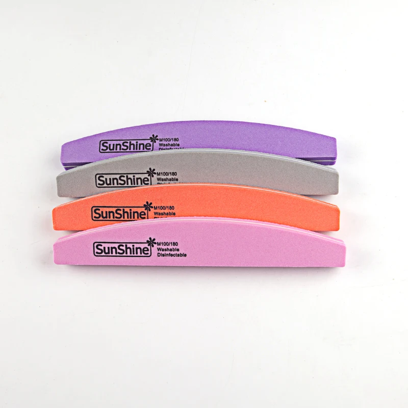 SunShine 10 개/몫 전문 네일 파일 스폰지 파일 하프 문 네일 버퍼 100/180 그릿 연마 그라인딩 매니큐어 네일 도구