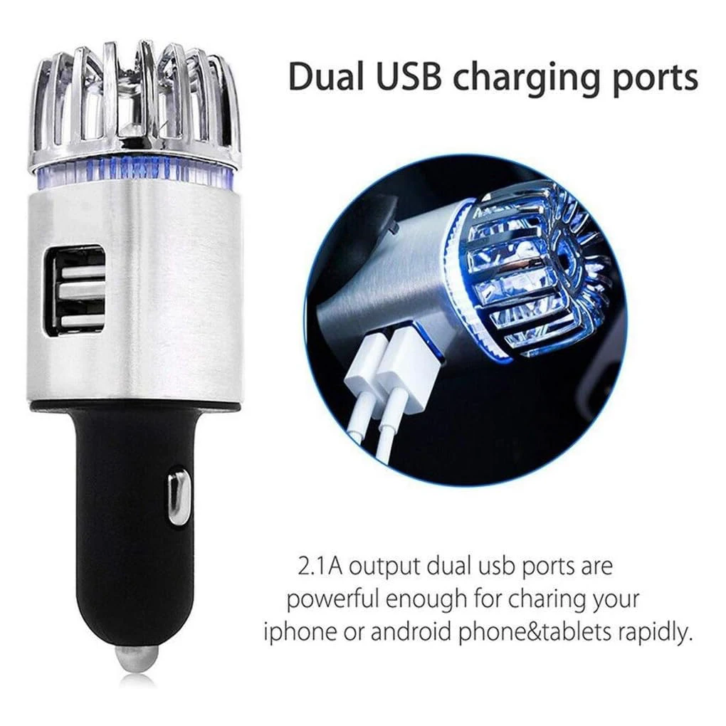Negative Ion Air Purifier Vehicle Odor Removal UV sterilization PM2.5 Air Quality Monitoring Hepa Filter Smoke Cleaner for Cars
