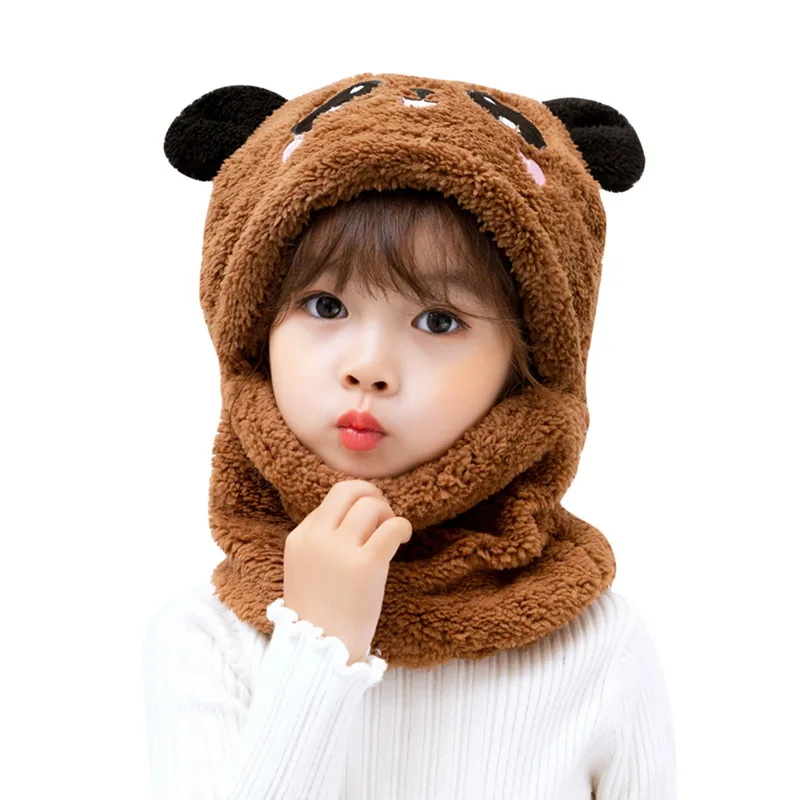 Chapeau d'ours drôle avec oreilles pour enfants, écharpes pour