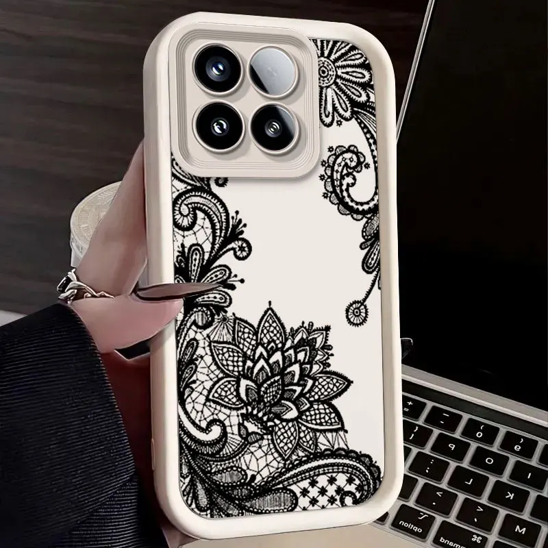 Flexible Silicone Shockproof Case with Lace Cat Print Pattern – Protective Cover