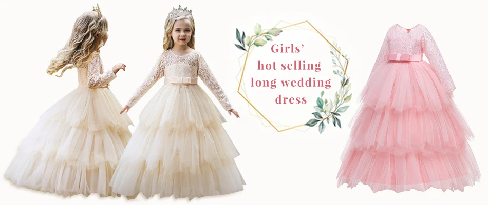 2022 Kids Tutu Birthday Princess Party Dress for Girls Infant Lace Children Bridesmaid Elegant Dress for Girl baby Girls Clothes cutest baby dresses