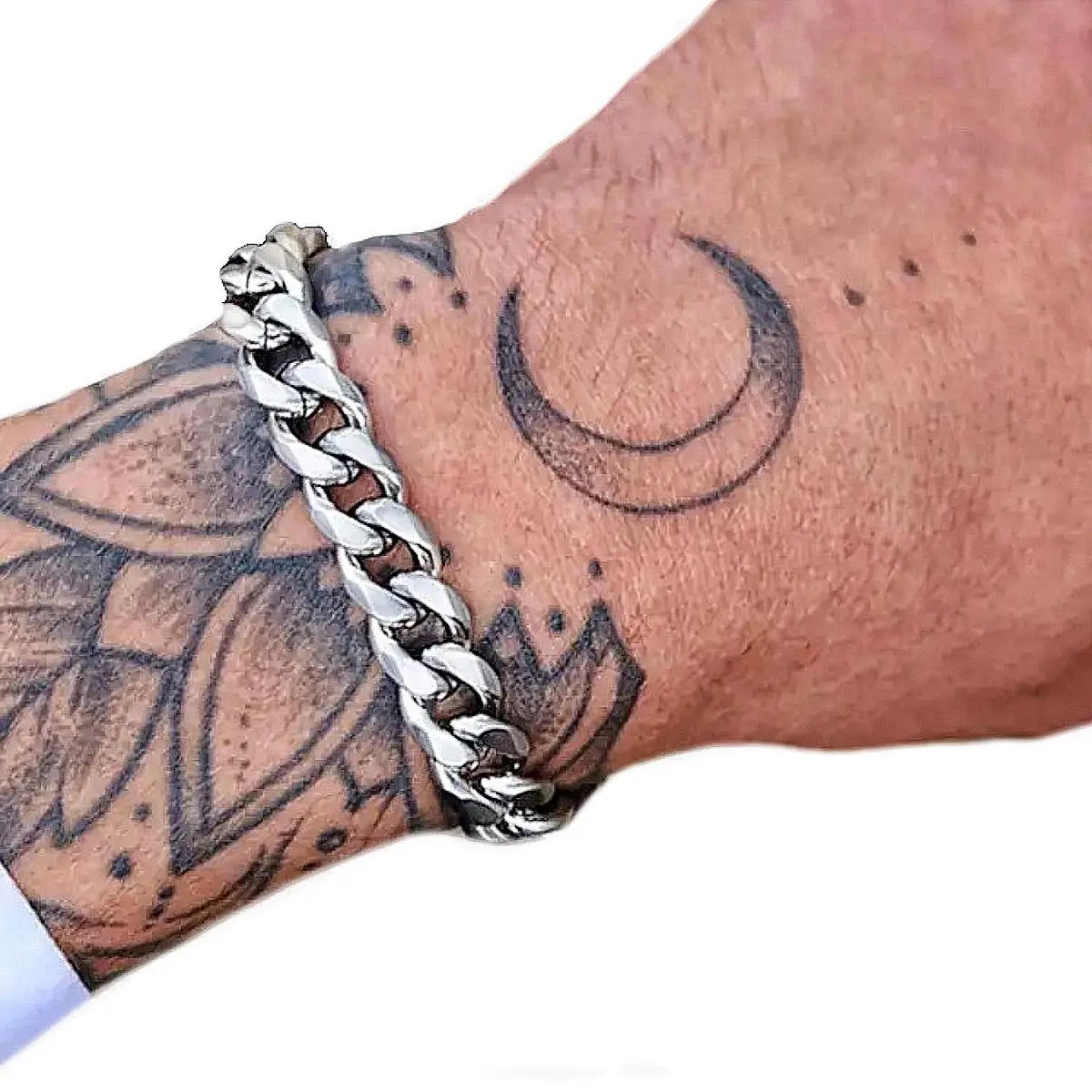 Men's Thick Stainless Steel Legitimate Surgical Silver Bracelet - 1
