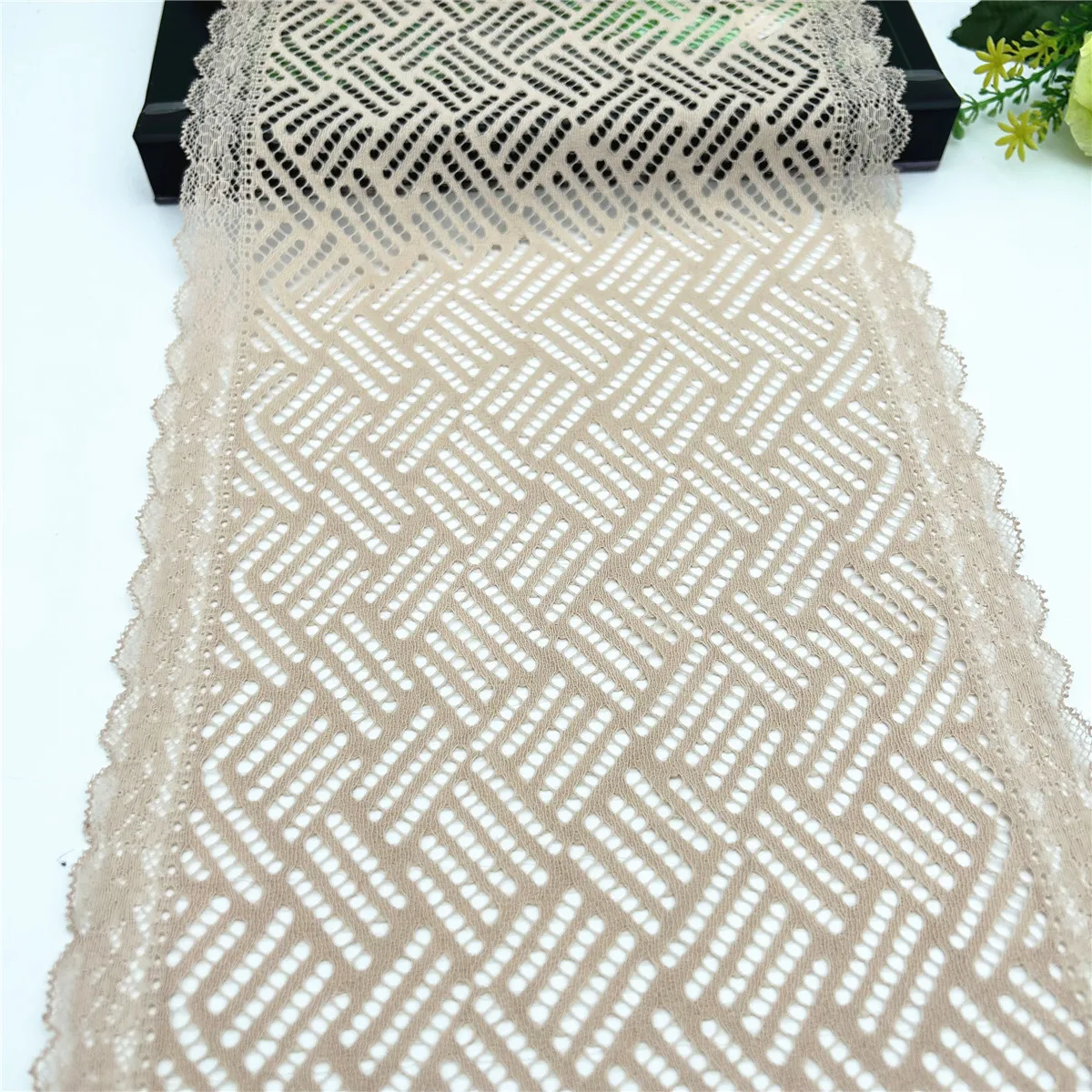 3y/lot 22.50cm Apricot Elastic Lace Fabric 6