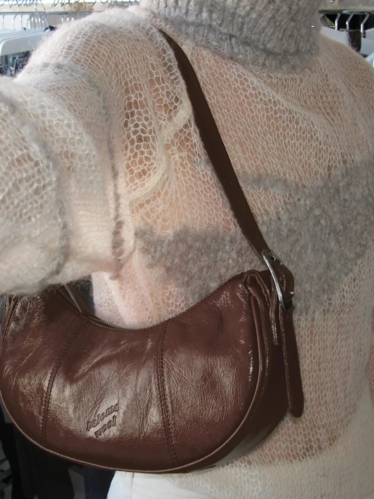 Paloma Wool New Women's Luxury Brand Cowhide Curved Moon Underarm Single Shoulder Crossbody Bag