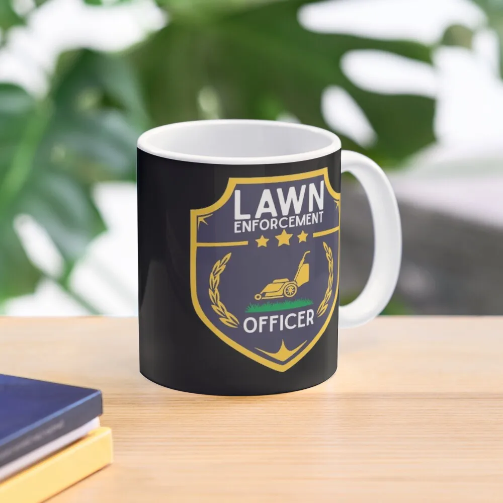

Lawn Enforcement Officer Badge Funny Gardening Landscaping Mowing Lover Gift Coffee Mug Cups For Tea Beer Cups Thermal Cups Mug