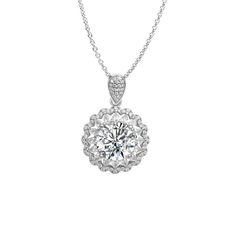 

M&D Moissanite Diamond Pendant Necklaces For Women 925 Sterling Silver Luxury Chain Trending Iced Bling Wedding Jewelry