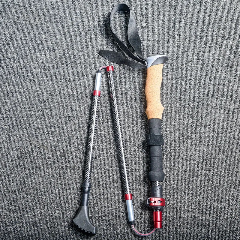 BUB Real Carbon Fiber Outdoor Hiking Cane Carbon Retractable Folding Cane Climbing Equipment Multifunctional Light