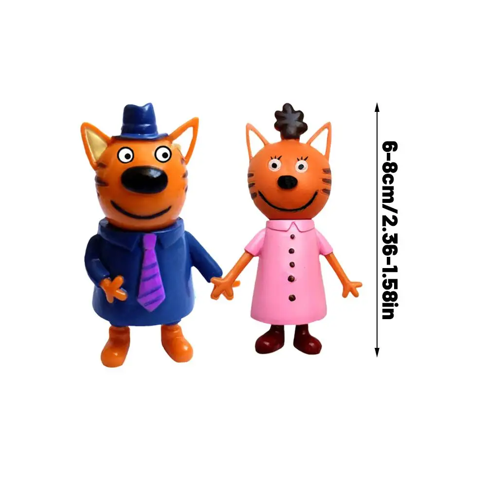 Set of 5 Russian Cartoon Cat Figurines - Children's Christmas Gift & Unique Home Decor