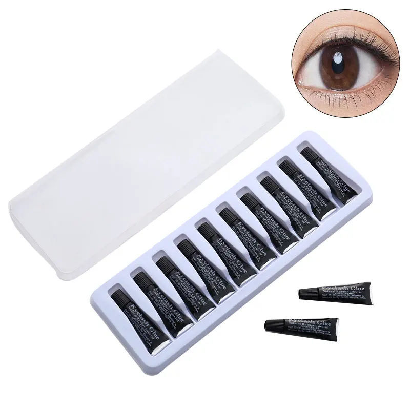 

New 10Pcs/set Professional Eyelash Glue for Lashes Dark-black Waterproof Long-lasting Eye Lash Glue Extensions for Makeup Tools