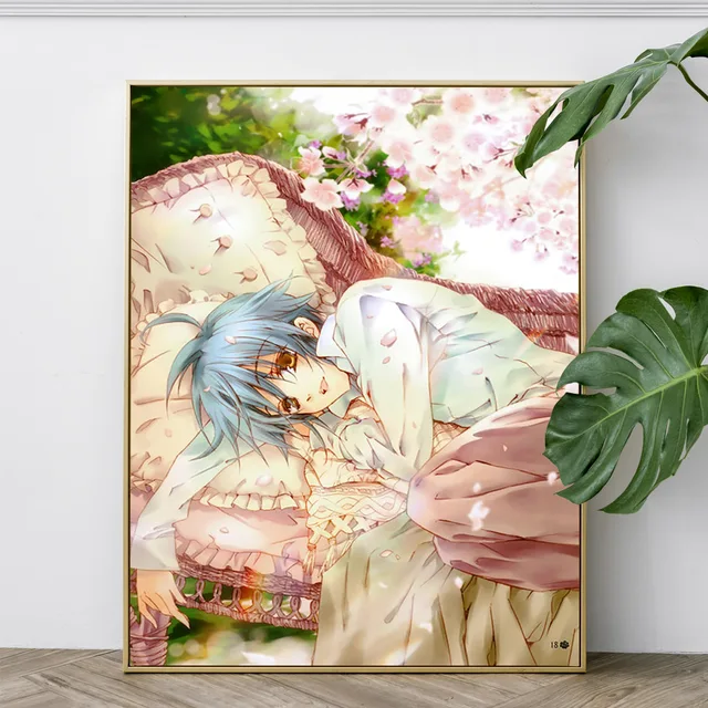 Beijo de rosa princesa arte impressão cartaz anime manga parede imagem  decoração moderna dos desenhos animados pintura em tela - AliExpress