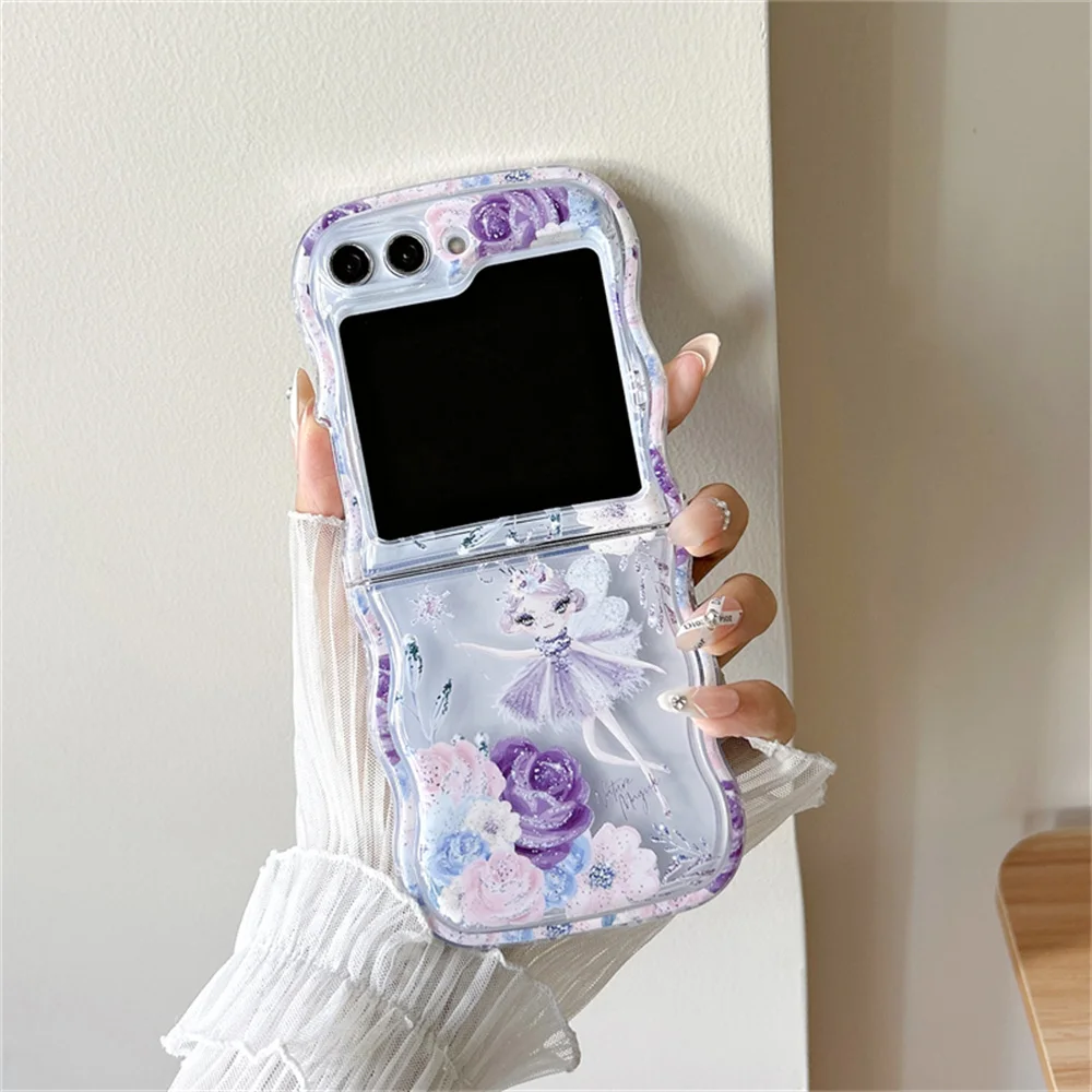 Cartoon Colorful Flower Transparent Wavy Painting Luxury Phone Case
