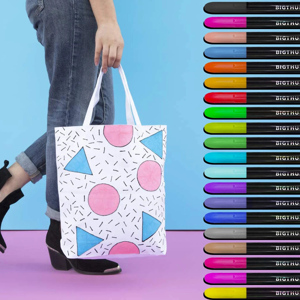 24-Color Fabric Pens Set Permanent for Clothes DIY Hand-Drawing Doodling and Artwork Crafts Suitable for Fabric Paper Canvas