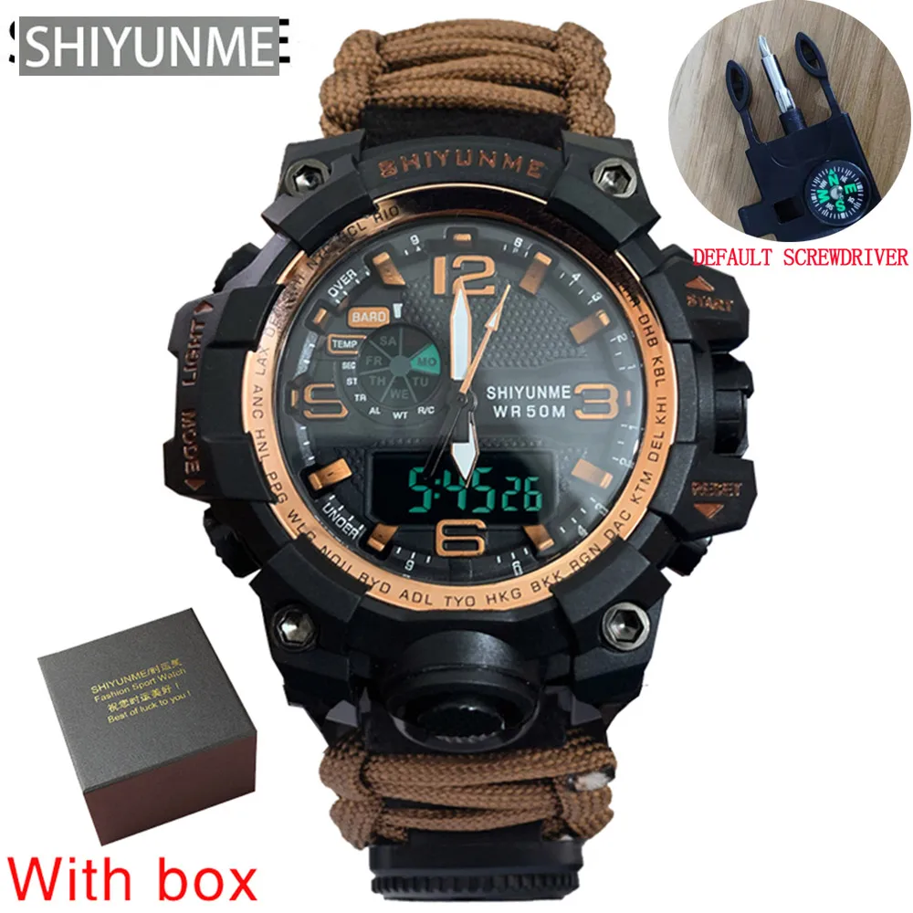 SHIYUNME Men Military Sports Digital Watches Compass Outdoor Survival Multi-function Waterproof Men's Watch Relogio Masculino 