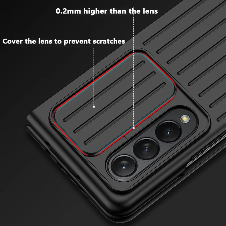 Luxury Slide Camera Protection Case for Samsung Galaxy Z Fold 3 4 5 Z fold 3 4 Fold 5 5G Slim Matte PC Shockproof Hard Fundas