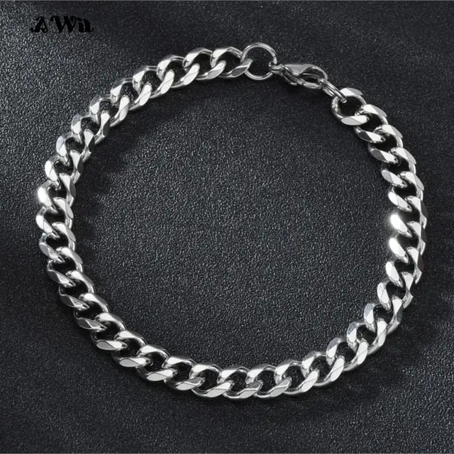 Bracelet en acier inoxydable pour hommes et femmes, chaîne cubaine, à la mode, pour Couple, unisexe, bijoux de poignet, cadeau de fête
