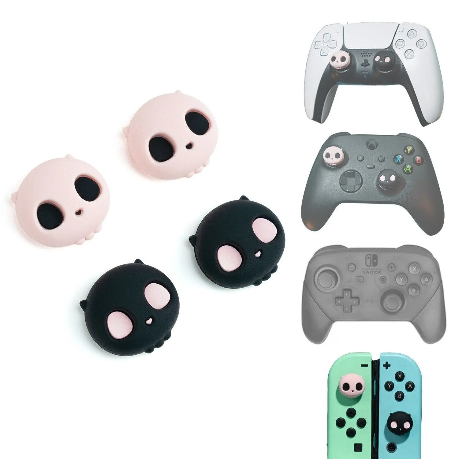 Geekshare Halloween Skull Joycon Thumb Grip Caps Cover Joystick In Silicone Per Nintendo Switch/Switch Oled Lite Ps4 Ps5 Steam Deck