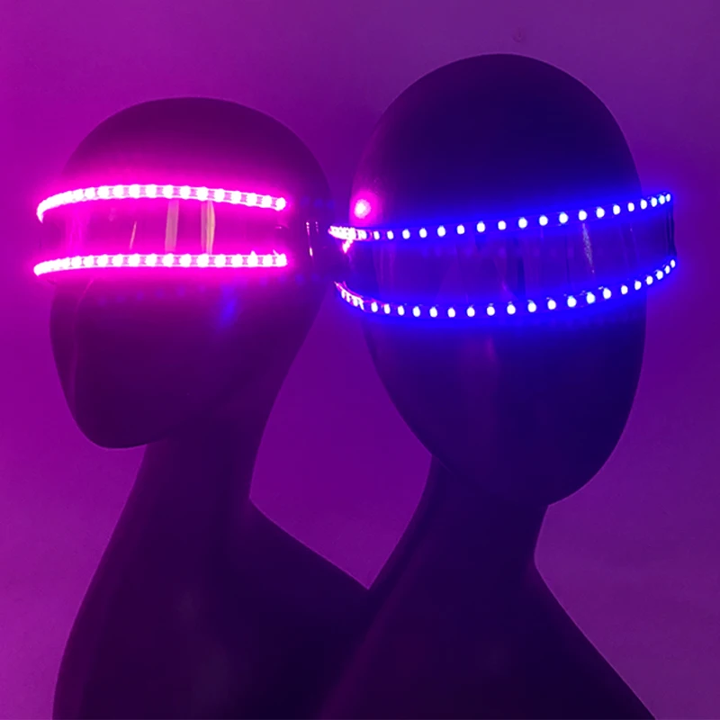 USB Rechargeable LED Glowing Gloves Finger Lighting Flashing Gloves Glasses Stage Performance Costume Dance Concert Decor