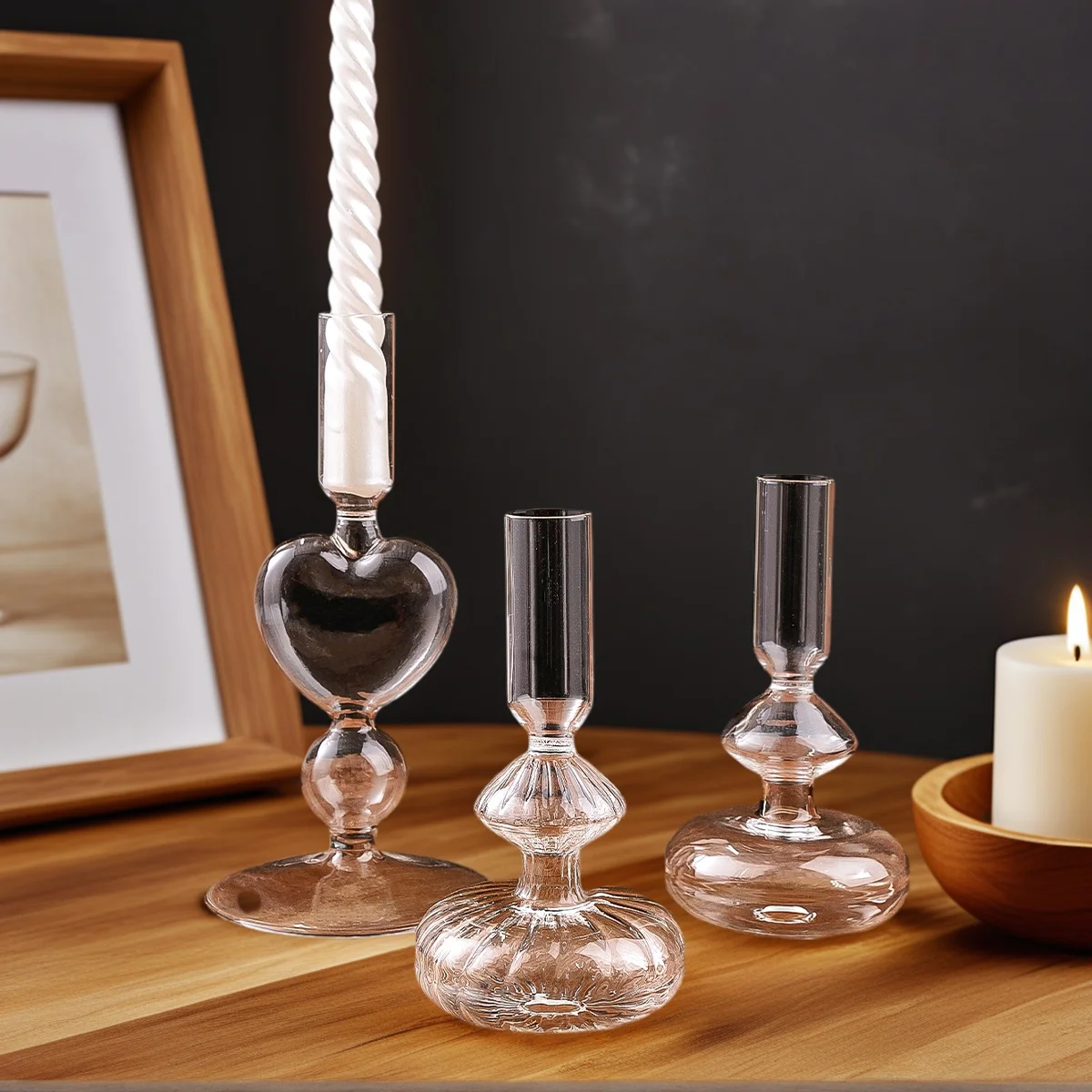 1PC, European-style crystal candlestick, home decoration, suitable for table decoration in homes, hotels, weddings, etc
