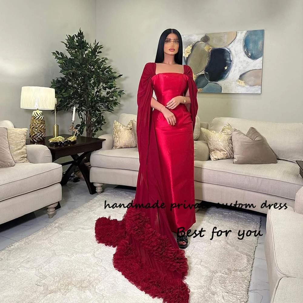 

Красные вечерние платья-русалки с накидкой без бретелек арабское платье Дубая для выпускного вечера 2024 роскошные женские вечерние платья