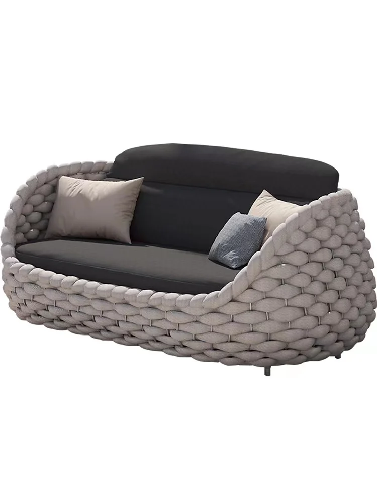 

Nordic outdoor sofa, courtyard, terrace, garden, small coffee table, combination rattan chair, waterproof and sunscreen