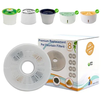 Cat Water Fountain Carbon Filters 6/8 Pack - Replacement for Catit Automatic 15cm Pet Drinking Fountain 1