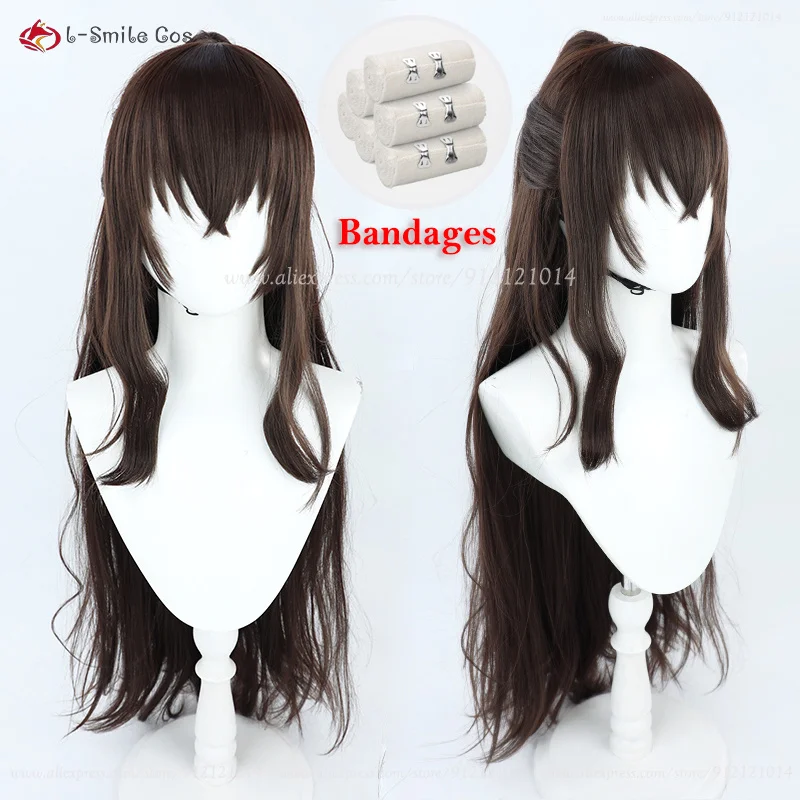 Dazai Osamu Anime Cosplay Perücke Damen Braun 100cm Locken Hitzebeständig Synthetik 2