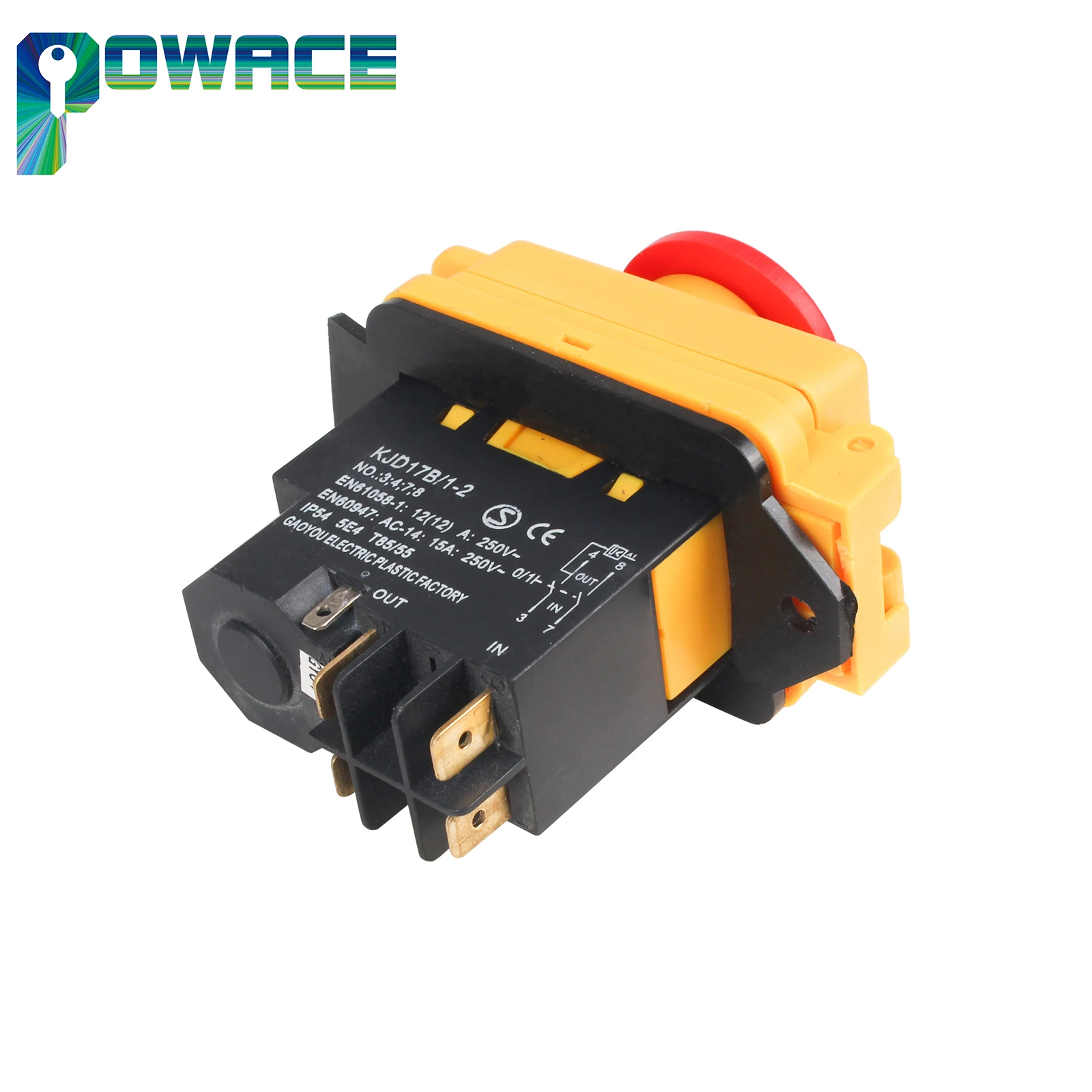 Mini Lathe Accessories KJD17B/1-2 4 PIN Emergency stop switch ON-OFF Momentary Reset Push Button