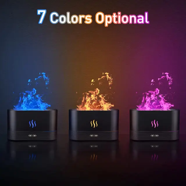Aroma diffuser Air humidifier Ultrasonic cold mist atomizer Led essential oil simulation seven color flame lamp diffuser bedroom 2