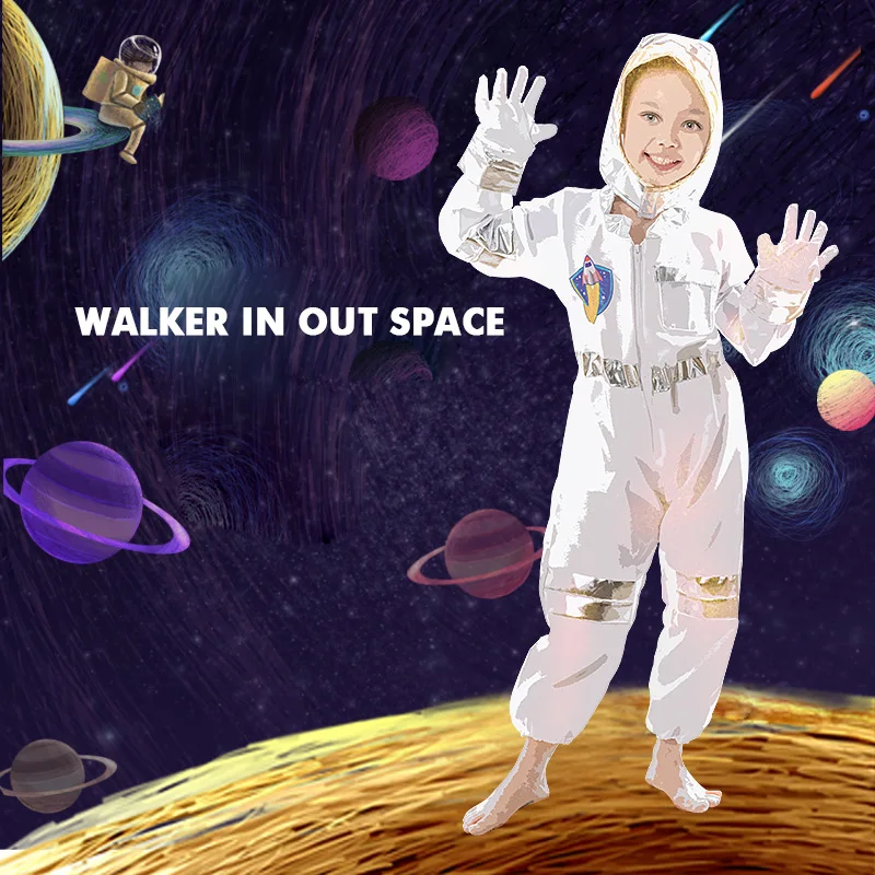 Boys Girls Astronaut Role Play Spaceman Kid Astronaut Cosplay Costume Kids Dress Up Fantasy Space Travel Costume